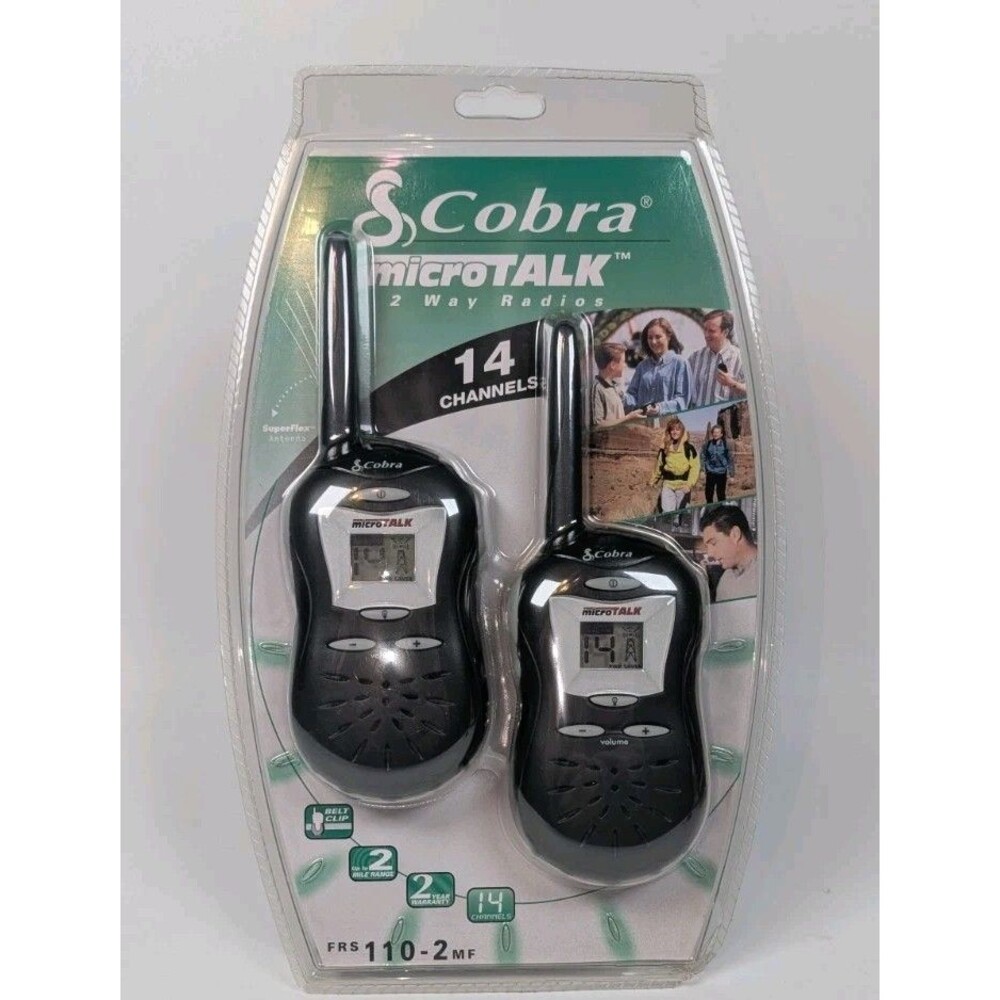 Cobra microTALK FRS 110-2MF 14 Channel 2 Way Radios Twin Pack New Sealed VTG Y2K